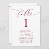 赤ロマンチックな休日シーティングテーブル番号 招待状 (正面/裏面)