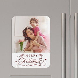 赤ロマンチックな書道楽しいクリスマスフォト マグネット