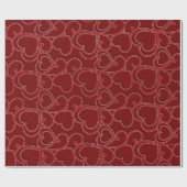 赤ロマンチックハートパターンバレンタインデー ラッピングペーパー (フラット)