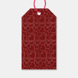 赤ロマンチックヴィンテージハートパターンバレンタイン ギフトタグ