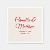 赤ロマンパーソナライズされた結婚ツ脚本 スタンダードカクテルナプキン (正面)