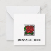 赤ローズステンドグラスパーソナライズされたアールデコ ノートカード (裏面)