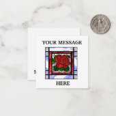 赤ローズステンドグラスパーソナライズされたアールデコ ノートカード (正面/裏面インサイチュ)