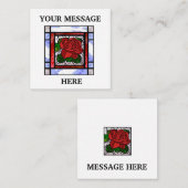 赤ローズステンドグラスパーソナライズされたアールデコ ノートカード (正面/裏面)