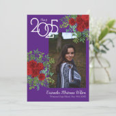 赤ローズパープル写真卒業発表 招待状 (スタンド正面)