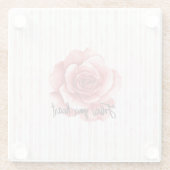 赤ローズピンクストライプ色 ガラスコースター (裏面)