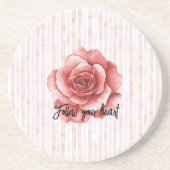 赤ローズピンクストライプ色 コースター (正面)