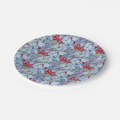 赤ローズブルーホワイトブロッサム ペーパープレート (アングル)