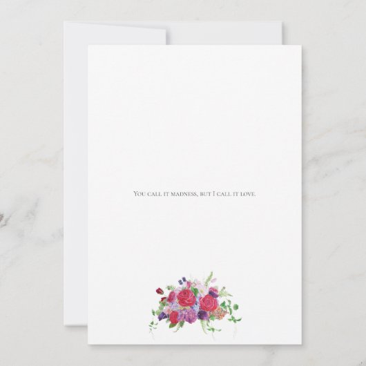 赤ローズブーケ水カラー結婚式招待状2 招待状 (裏面)