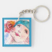 赤ローズベレットウォメンズアクアガールズ付きガールズ キーホルダー (裏面)