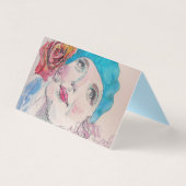 赤ローズベレーの水色カードセット付き女の子 (裏面)