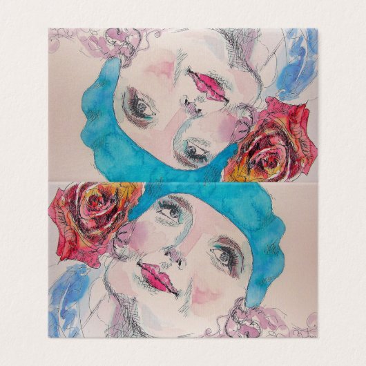 赤ローズベレーの水色カードセット付き女の子 (外部フラット)