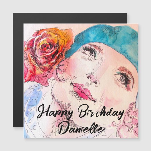 赤ローズベレーウォーターのカラー誕生日 (正面/裏面)