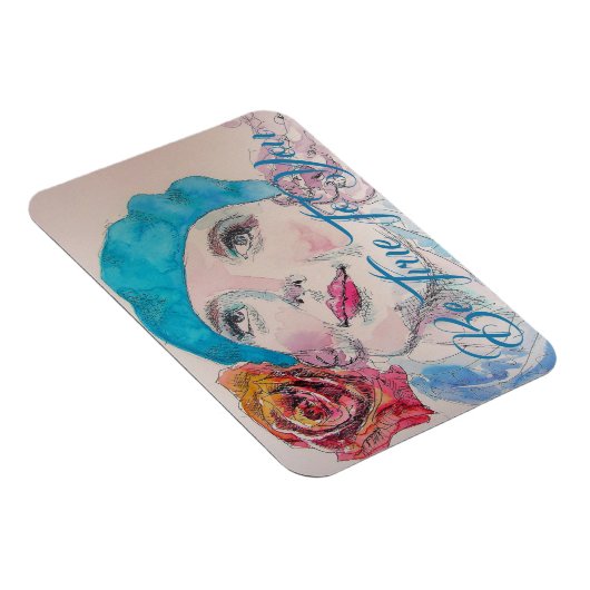 赤ローズベレーウォーターのカラー誕生日 マグネット (右側)