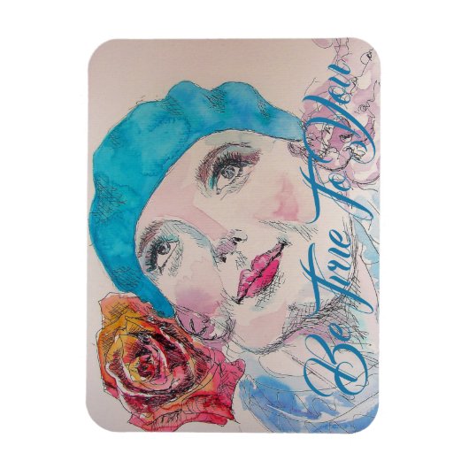 赤ローズベレーウォーターのカラー誕生日 マグネット (縦)