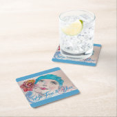赤ローズベレーウォーター色コースター付き女の子 スクエアペーパーコースター (インサイチュ)