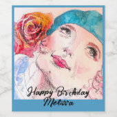 赤ローズベレー誕生日パーティーメンズ付き女の子 ワインラベル (シングルラベル)