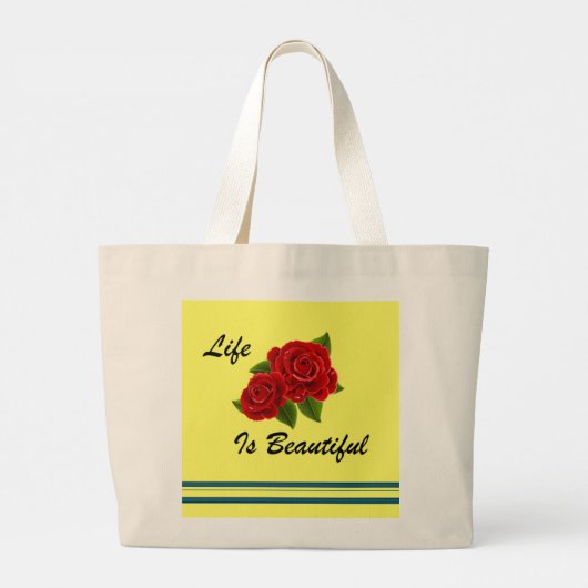 赤ローズホワイト ラージトートバッグ (裏面)