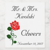 赤ローズワインラベル ワインラベル (シングルラベル)