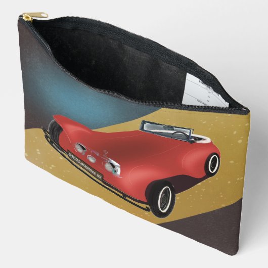 赤ロードスター大型ポーチ アクセサリーポーチ (見開き)
