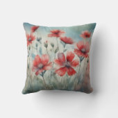 赤ワイルドフラワー春水彩フローラ クッション (裏面)