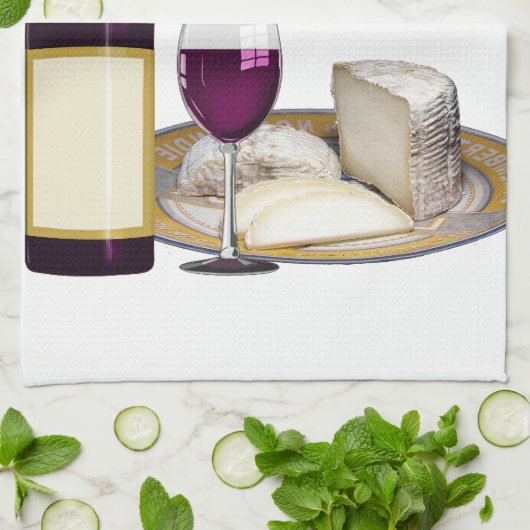 赤ワインおよびチーズのチーズ恋人のギフト キッチンタオル (折り畳み)