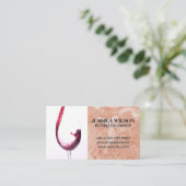 赤ワインがグラスに注ぐ |ピンクのオレンジ色の大理石 名刺 (スタンド正面)