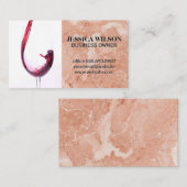 赤ワインがグラスに注ぐ |ピンクのオレンジ色の大理石 名刺 (正面/裏面)