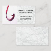 赤ワインがグラスに注ぐ | ホワイトマーブル 名刺 (正面/裏面)