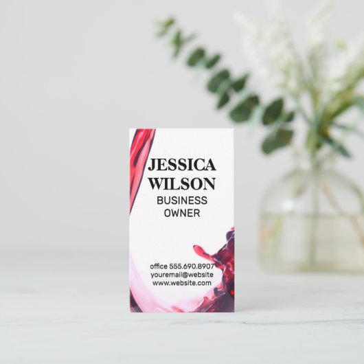 赤ワインがグラスに注ぐ 名刺 (スタンド正面)