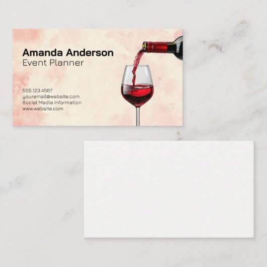 赤ワインがグラスに注ぐ 名刺 (正面/裏面)
