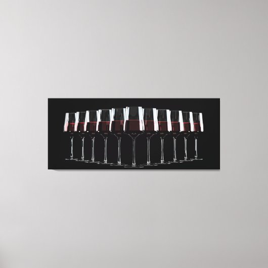 赤ワインが並んだワイングラス キャンバスプリント (正面)