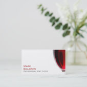 赤ワインが付いているワイングラス 名刺 (スタンド正面)