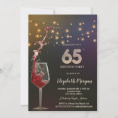 赤ワインとイルミネーション 65歳の誕生日パーティー 招待状 (正面)