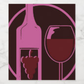 赤ワインとブドウ ワインラベル (シングルラベル)