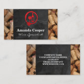 赤ワインとボトル |石板とコルク 名刺 (正面/裏面)