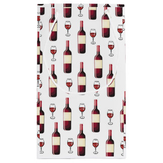 赤ワインとワイングラス スモールペーパーバッグ