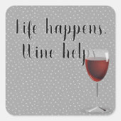 赤ワインと水玉模様引用文 スクエアシール (正面)