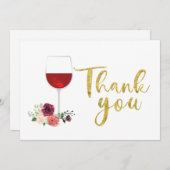 赤ワインと花のサンキューカード サンキューカード (正面/裏面)