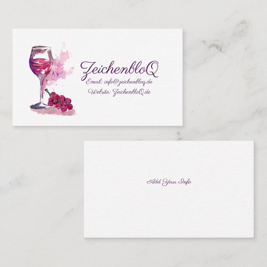 赤ワインと葡萄 名刺 (正面/裏面)