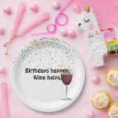 赤ワインと誕生日パーティーの紙吹雪 ペーパープレート (パーティー)