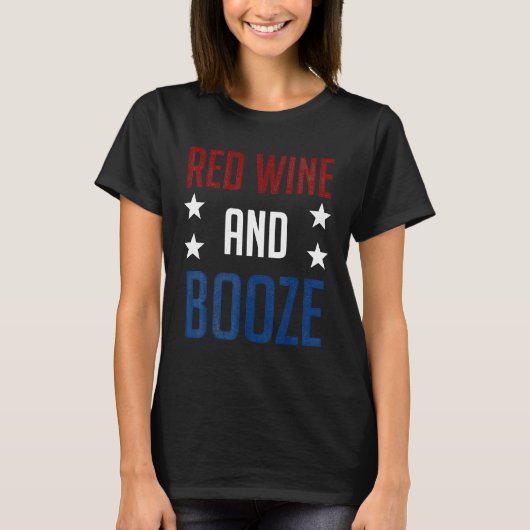 赤ワインと酒に愛国的なスター飲み込みグラフ Tシャツ (正面)