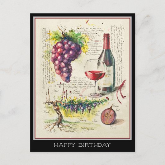 赤ワインのはがき ポストカード (正面)