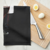 赤ワインのガラスおよびボトル キッチンタオル (四つ折り)