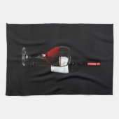 赤ワインのガラスおよびボトル キッチンタオル (横)