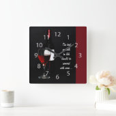 赤ワインのガラスおよびボトル スクエア壁時計 (ホーム)