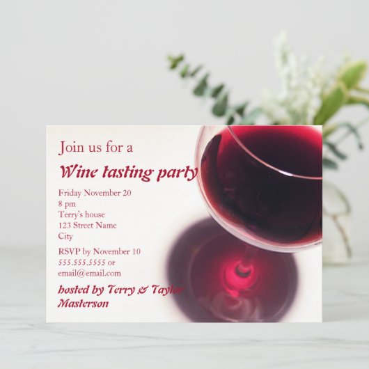 赤ワインのガラスワインの試飲のパーティーの招待 招待状 (スタンド正面)