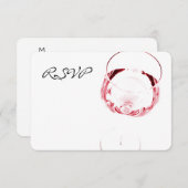 赤ワインのガラス披露宴RSVP 出欠カード (正面/裏面)