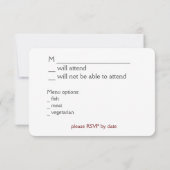 赤ワインのガラス披露宴RSVP 出欠カード (裏面)