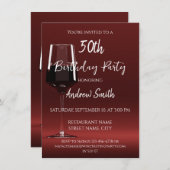 赤ワインのグラスが赤に 招待状 (正面/裏面)